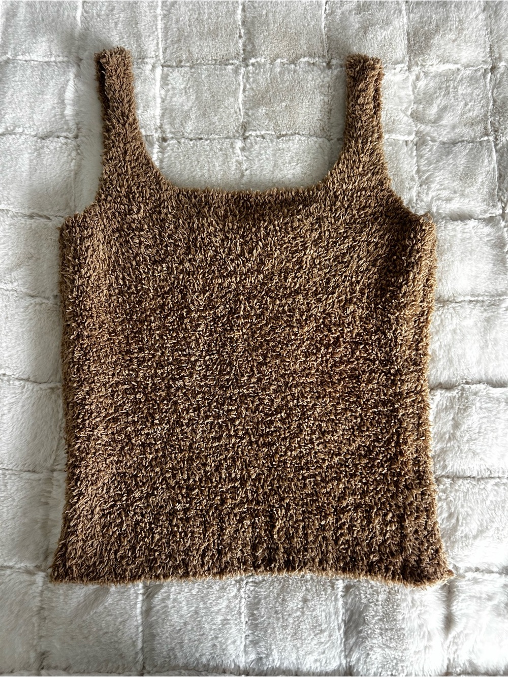 SKIMS Brown Fuzzy Tank Top - Plush Square Neck